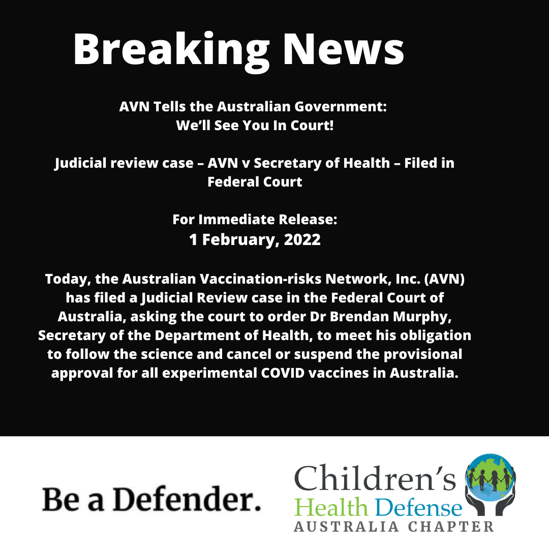 Judicial review press release - Children's Health Defense Australia Chapter