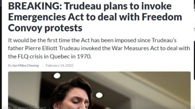 Trudeau Seeks EMERGENCY ACT to "Bring Every Resource of the Federal Government" Against the Trucke..