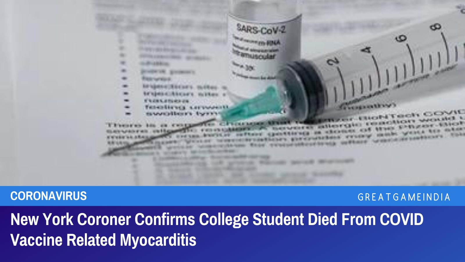 New York Coroner Confirms College Student Died From COVID Vaccine Related Myocarditis - GreatGameIndia