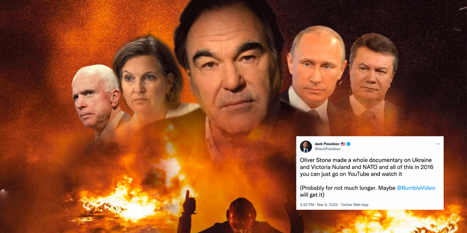 BREAKING: Rumble uploads Oliver Stone documentary 'Ukraine on Fire' after YouTube censors it | The Post Millennial
