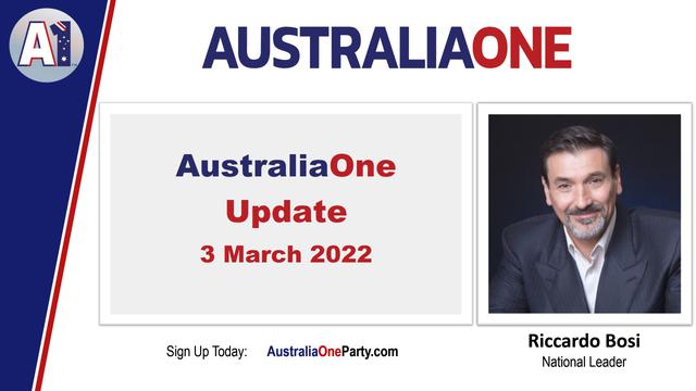 AustraliaOne Party (A1) - AustraliaOne Update