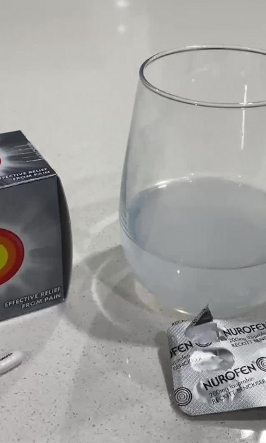 Dissolved Nurofen in a glass of water containing graphene oxide. - Project Matilda