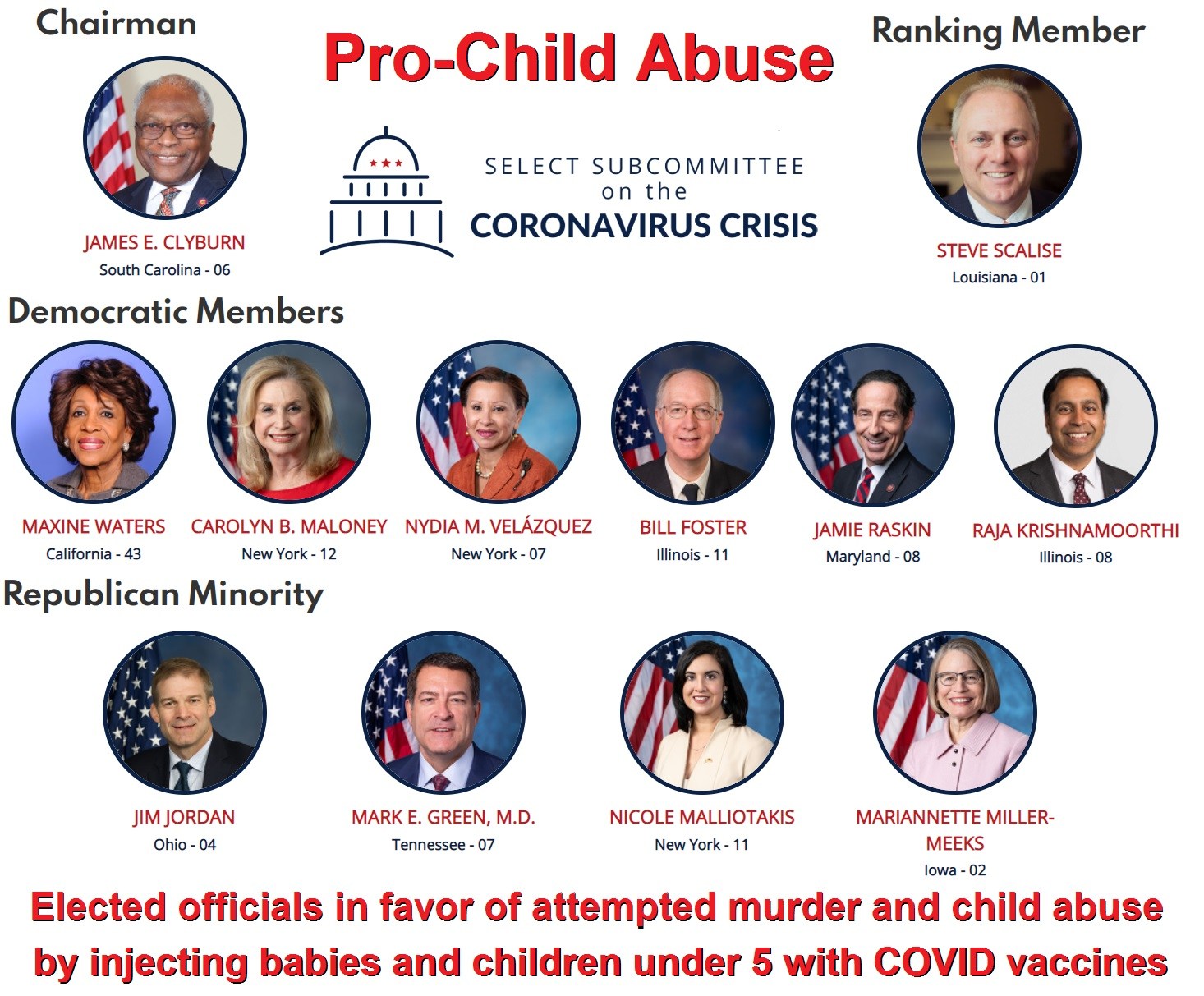 The Members of Congress Who Are Pressuring the FDA to Inject Babies and Children Under 5 with COVID Vaccines More Quickly