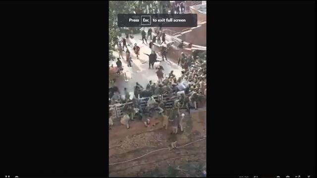 REVERSE POLICE BRUTALITY-INDIAN FARMERS FORCING POLICE TO JUMP OFF A FAIRLY HIGH WALL