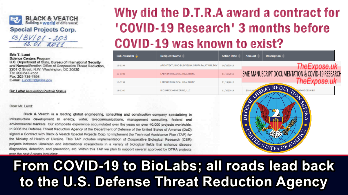 From Covid-19 to BioLabs; all roads lead back to the U.S. Defense Threat Reduction Agency – The Expose