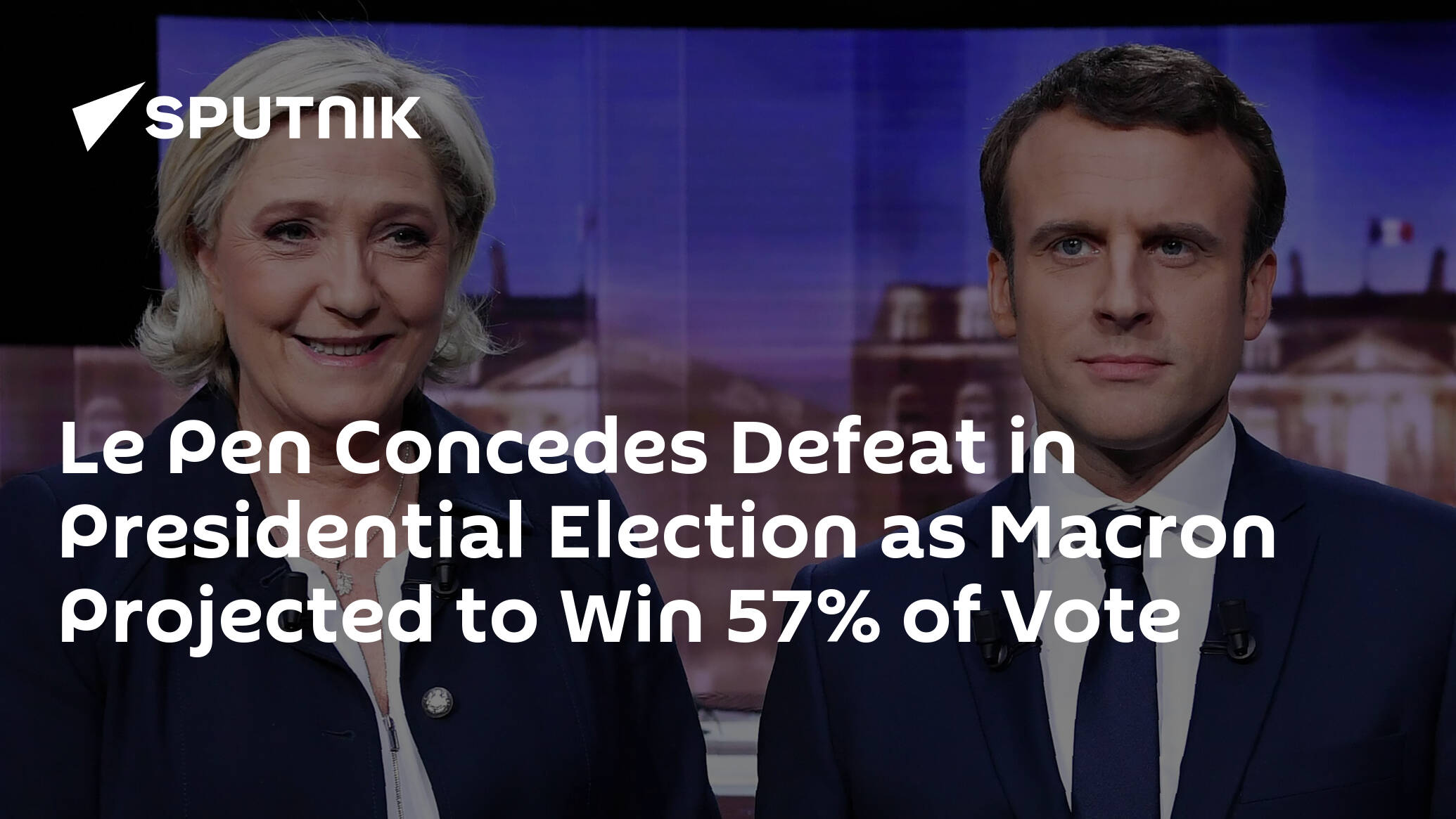 Le Pen Concedes Defeat in Presidential Election as Macron Projected to Win 57% of Vote - 24.04.2022, Sputnik International
