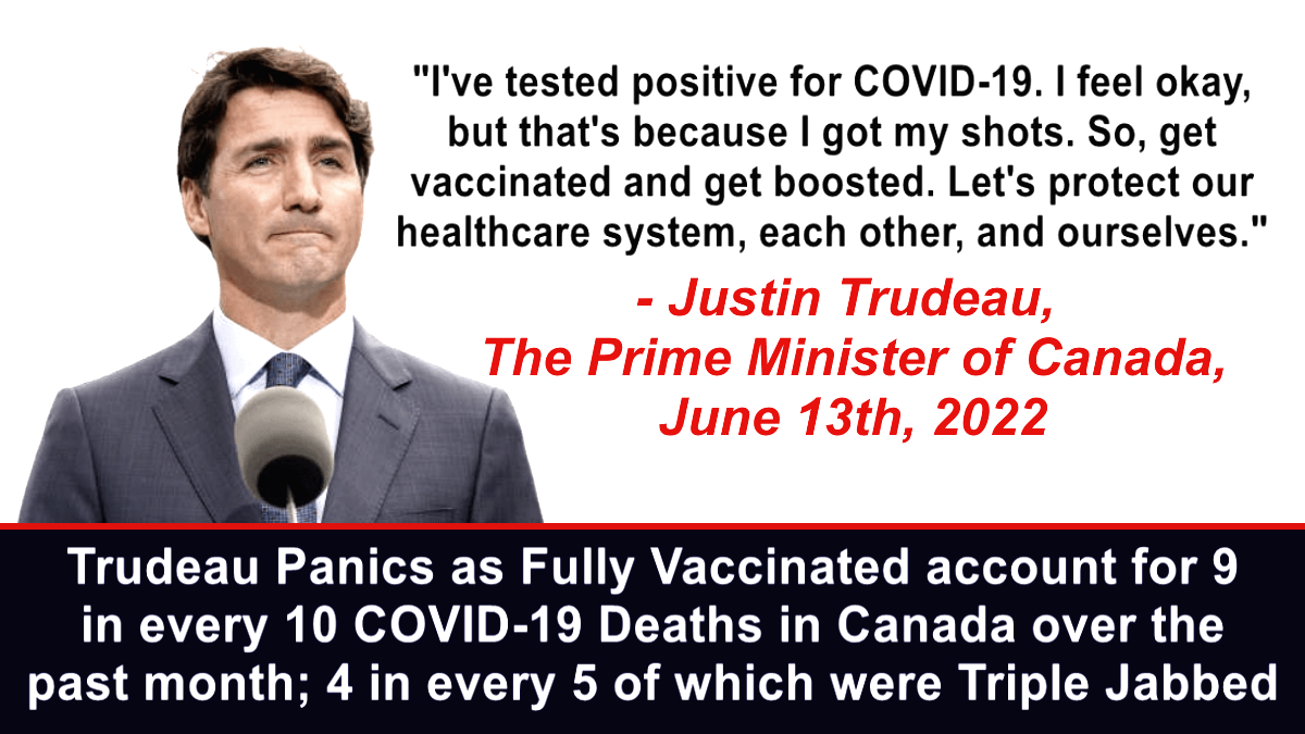 Trudeau Panics as Fully Vaccinated account for 9 in every 10 COVID-19 Deaths in Canada over the past month; 4 in every 5 of which were Triple Jabbed – The Expose