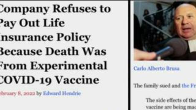 LIFE INSURANCE COMPANY REFUSES TO PAY OUT BECAUSE DEATH RULED SUICIDE BY EXPERIMENTAL COVID VACCINE