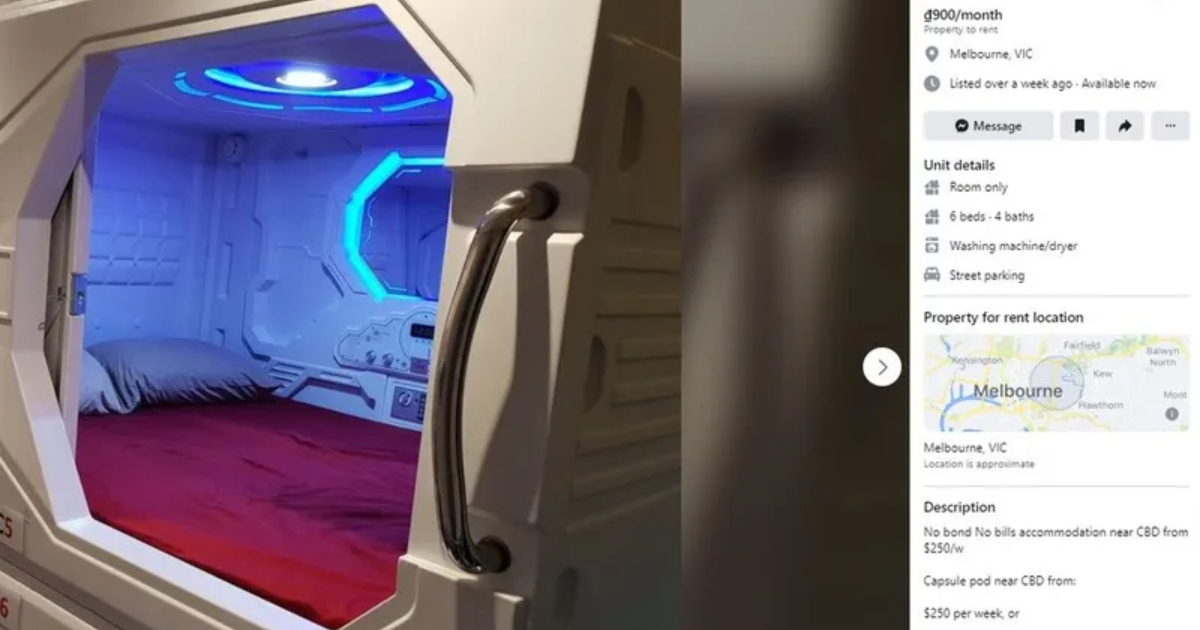 Melbourne Rental Is Charging $250 Per Week For Pod In 12 Person Home